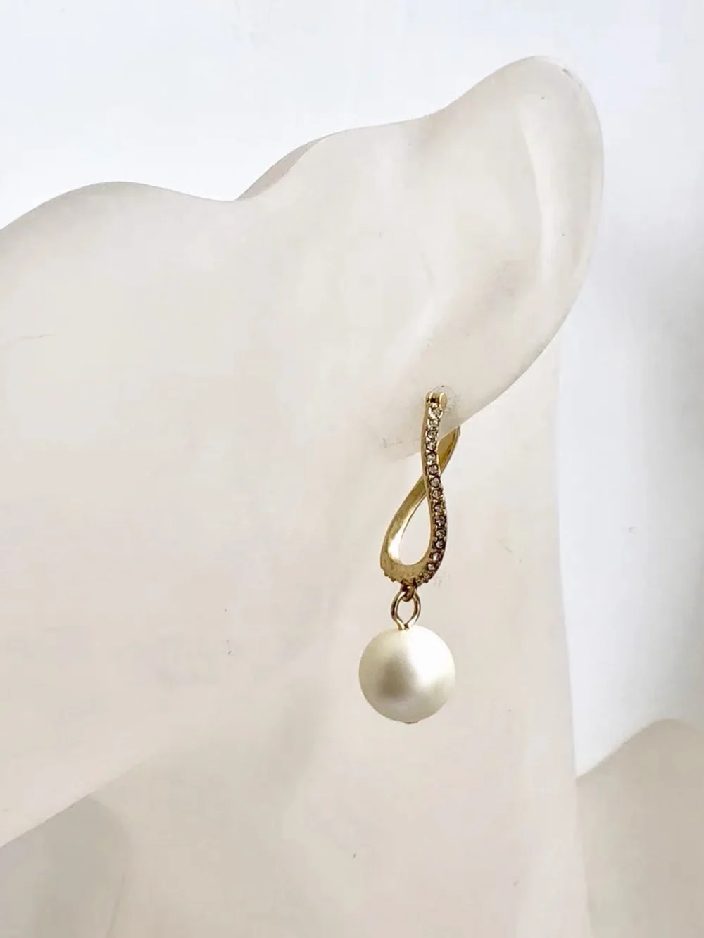 J. Crew Gold Hoop Earrings with Cream Pearl Drops